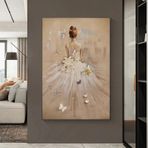 DAMAIART Soyut Modern Balerin Tuval Boyama Kız Arka Posterler Baskılar Duvar Sanatı Oturma Odası Duvar Dekoru Cuadros 70x100 cm Çerçevesiz