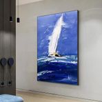 DAMAIART Soyut Yelkenli Denizde Kuş Manzara Kanvas Tablolar Posterler ve Baskılar Oturma Odası Duvar Dekoru için Duvar Sanatı Resimleri 70x100 cm Çerçevesiz
