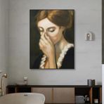 DAMAIART Tuval, komik banyo duvar resmi, Motif: "Lady Kneifen Sie Ihre Nase", klasik tablo, vintage sanat baskıları, tuvalet mizahı, banyo dekoru, 80 x 120 cm, iç çerçeve