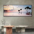 DAMAIART Tuval üzerine resim baskısı, modern plaj alacakaranlık deniz manzarası resmi, ev dekorasyonu, sahil posteri, duvar sanatı resimleri, büyük duvar resmi, 65 x 130 cm, iç çerçeve