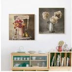 DAMAIART Vintage Meyve Çiçek Posterleri ve Baskıları Tuval Üzerine Resim İskandinav Duvar Sanatı Mutfak Odası Kahve Dekoru için Resim 55x55cmx2 İç Çerçeve