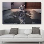 DAMAIART Yaratıcı Tuval Boyama Kedi Yansıma Kaplan Hayvan Sanatsal Baskı Posterler Kişilik Ev Dekorasyon Duvar Sanatı Resimleri 70x100 cm Çerçevesiz