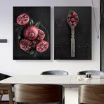 DAMAIART Yemek Mutfak Posteri Nar Yaban Mersini Duvar Sanatı Kanvas Baskı Resim İskandinav Restoran Ev Dekorasyonu Duvar Resmi (20x35cmx2/İç Çerçeve)