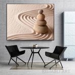 DAMAIART Zen Bahçe Taşlı Geleneksel Tuval Duvar Sanatı Posterler ve Baskılar Oturma Odası Dekorasyonu için Ev Çerçevesi 20 x 30 cm