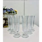 Damalı Ayaklı Kristal Flüt Bardak, 140ML, Bej Renk - Seçenek 1