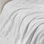 Damalı Beyaz Çift Kişilik Lüks Otel Pikesi 200X230 cm - Ahşap - Beyaz - Seçenek 1