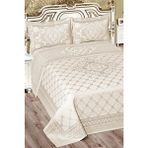 Damask Pano Şönil Çift Kişilik Yatak Örtüsü (Krem) - Ekru - 240 x 260 cm