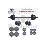 Dambılcım Platinum 55 kg Halter Seti 55 kg Dambıl Seti Ağırlık Seti Vücut Geliştirme Aleti
