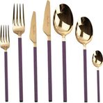 Dame Marie Carre Purple Gold 42 Parça Mor Çatal Kaşık Bıçak Seti