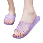 Damen Hausschuhe Moda Şeffaf Terlikler Kaymaz Plastik Duş Ayakkabıları İç Mekan Ev Yumuşak Tabanlı Sandalet Terlikler Kadın Yaz İç Mekan Dış Mekan Terlikler Duschschuhe(Purple,39)