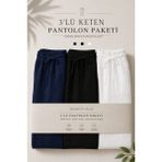 Damga 3 Adet Erkek Premium Yazlık Jogger Keten Pantolon - Lacivert - 2XL