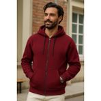 Damga Erkek Kışlık Bordo Oversize Uzun Hırka Sweatshirt - XL