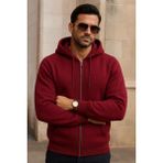 Damga Erkek Kışlık Cepli Bordo Oversize Sweatshirt - 2XL