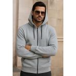 Damga Erkek Kışlık Cepli Gri Oversize Sweatshirt