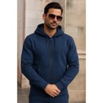 Damga Erkek Kışlık Cepli K.mavi Oversize Sweatshirt - Koyu Mavi - 6XL