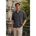 Damga Erkek Trend Relax Fit Siyah Keten Gömlek - XL
