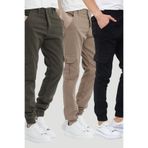 DAMGA JEANS Erkek 3 Lü Mevsimlik/yazlık Lastikli Pamuklu Esnek Kargo Cepli Pantolon