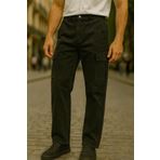 DAMGA JEANS Erkek Bol Kargo Cepli Siyah Baggy Kot Pantolon