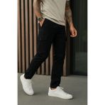 DAMGA JEANS Erkek Bol Paça Trend Siyah Gabardin Kargo Pantolon