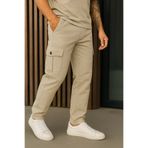 DAMGA JEANS Erkek Bol Paça Trend Taş Gabardin Kargo Pantolon