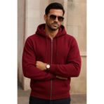 DAMGA JEANS Erkek Kışlık Cepli Bordo Oversize Sweatshirt