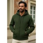 DAMGA JEANS Erkek Kışlık Haki Oversize Uzun Hırka Sweatshirt
