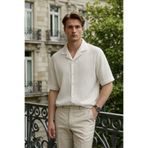 DAMGA JEANS Erkek Trend Relax Fit Beyaz Keten Gömlek