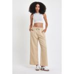 Damga Kadın Palazzo Comfort Beli Lastikli Pamuklu Baggy Pantolon Krem - XL