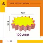 Damga Market 100 Adet 5 × 7 cm Sarı Yıldız Karton Etiketi 230 gr Kağıt Gramajı ile Mağaza ve Süpermarket Kullanımı