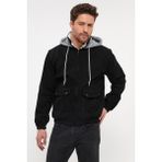 Damga Unisex Jeanvibe Içi Kürklü Pamuklu Kapşonlu Kot Ceket Siyah