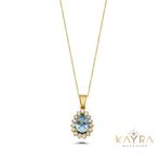 Damla Akuamarin ve Pırlantalı Kolye PK06