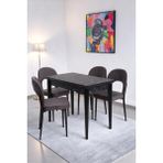 Damla Hilal Mdf Mutfak Masa Sandalye Takımı 60X100CM - Siyah - 60 x 100 cm