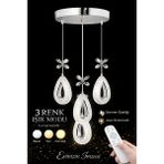 DAMLA KROM 4LÜ 3 Renk LED ISIKLI SALON MUTFAK OTURMA ODASI ANTRE AVİZE