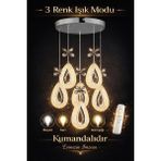 DAMLA KROM 6LI 3 REK LED ISIKLI Modern Sarkıt Mutfak Oturma Odası Salon Sarkıt Avize