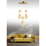 Damla Model 3'lü Gold 3 Renk Modu Ledli Kristal Taşlı Modern Salon Mutfak Oturma Odası LED Avize