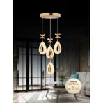 Damla Model 4'lü Gold 3 Renk Modu Ledli Kristal Taşlı Modern Salon Mutfak Oturma Odası LED Avize