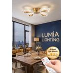 Damla Model 4"lü Gold Kumandalı 3 Renk Modu Ledli Modern Plafonyer Salon Mutfak Çocuk Yatak Odası LED Avize - Altın