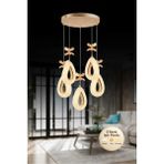 Damla Model 5'li Gold 3 Renk Modu Ledli Kristal Taşlı Modern Salon Mutfak Oturma Odası LED Avize