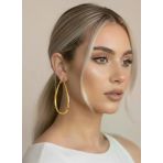 Damla Model Halka Gold Renk Çelik Küpe 6Cm
