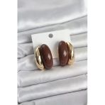 Damla Model Kahverengi Vintage Gold Renk Kadın Küpe