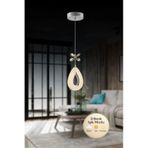Damla Model Krom 3 Renk Modu Ledli Kristal Taşlı Modern Salon Mutfak Oturma Odası Led Avize Krom