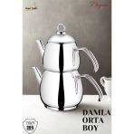 Damla Orta Boy Çelik Kulplu Çaydanlık Takımı