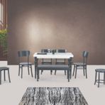 Damla Sabit Masa + Kapalı Kelebek Sandalye, Antrasit, 125X80