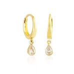 Damla Taşlı 14k Gold Altın Sallantılı Küpe