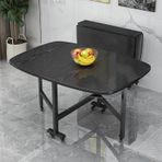 Damla Yaprak Yemek Masası Mutfak Katlanır Yemek Masası Yerden Tasarruflu Ahşap Dikdörtgen Damla Yaprak Masa Yuvarlak Kenar Tasarımı Yerden Tasarruf Edilebilir Tekerlekli Kelebek Masa (Siyah 100 x 60