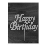 damlakidsmoda Pleksi happy birthday Pasta Üstü Gümüş 15 x15 Cm Gümüş Renk Pasta Kürdanı
