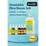 Damlalıklı Ebru Boyası Seti (6 Renk + 1 Lt Kitre)
