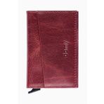 Damy 611CR Bordo Hakiki Deri Unisex Mekanizmalı Kartlık