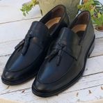 Danacı D-182 Ekek Hakiki Deri Kösele Taban Püsküllü Klasik Loafer Premium Ayakkabı SİYAH 46