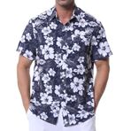 Danfiki Hawaii Kısa Kollu Çiçek Beyaz Çiçek Erkek Gömlek